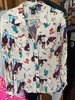 Wrangler Retro Women’s Medium Pearl Snap Shirt Bronc Riders